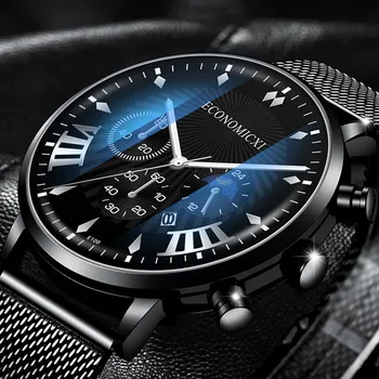 

ECONOMICXI Men Watch Luxury Wristwatches Mens Watches Quartz Watch For Men Stainless Steel Automatic Date reloj hombre montres
