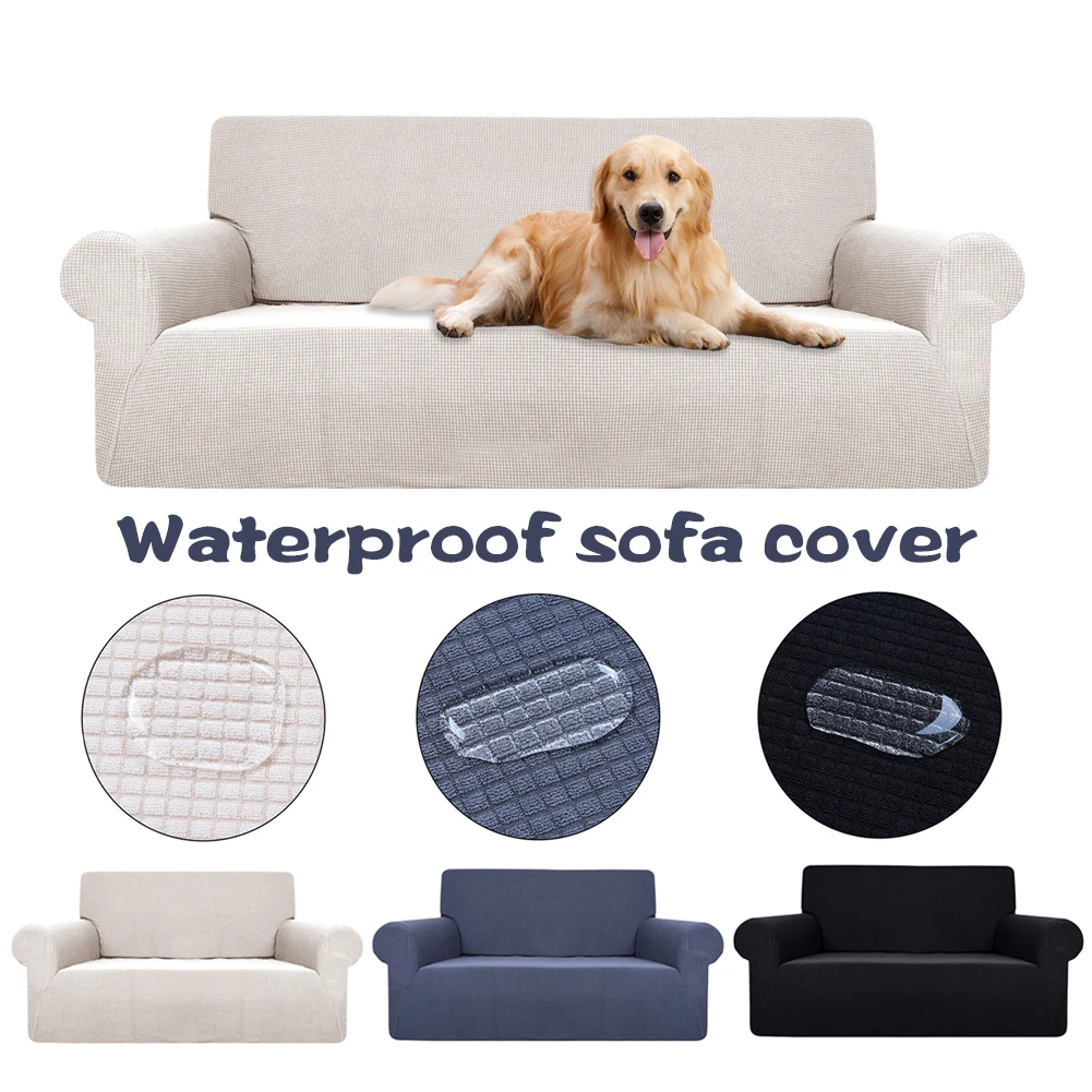 

1/2/3 Seat Universal Waterproof Fleece Solid Color Elastic All-inclusive Cover European Style Home Fabric Non-slip Sofa Cover