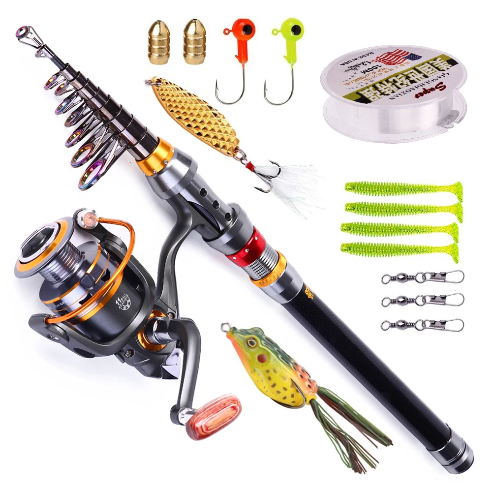 Sougayilang Portable Telescopic Fishing Rod Combo Carbon Fiber Spinni