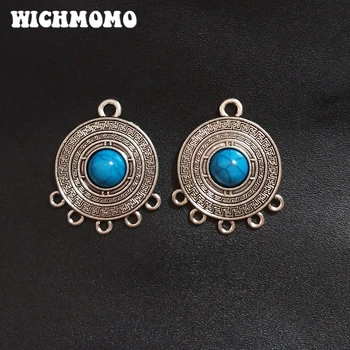 

Fashion 2pcs/bag 40MM Round Porous Linker Retro Zinc Alloy Accessories for DIY Necklace Earrings Connectors Charms