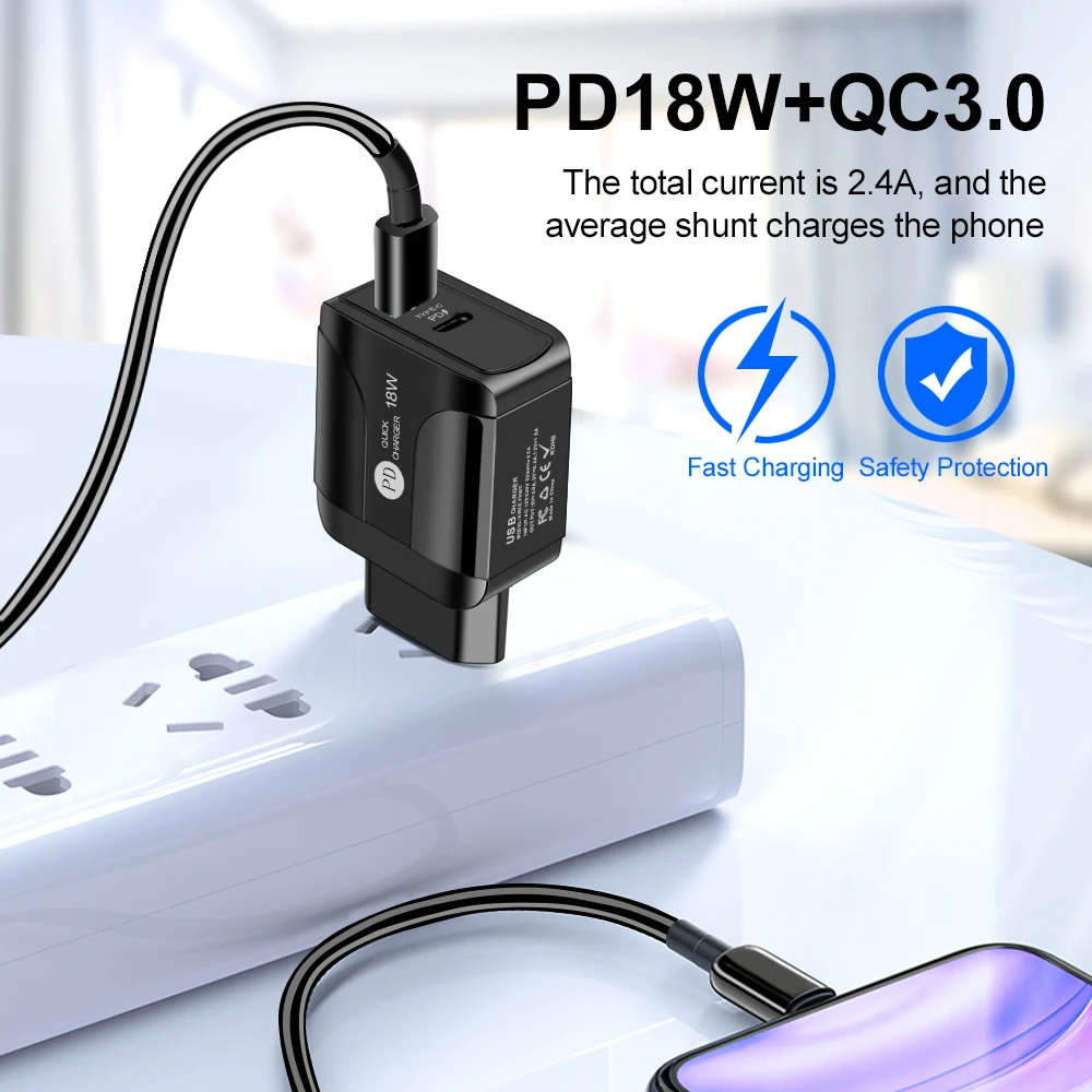 AIXXCO Quick Charge 3.0 QC 18W PD USB Charger QC3.0 Fast Charging USB Wall Phone Charger For Samsung Xiaomi FOR iPhone 8 11