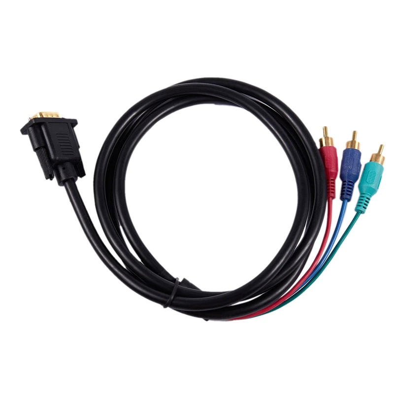 1 5 м 4.9Ft VGA 15 Pin штекер 3 RCA RGB Мужской видео кабель адаптер Черный|Кабели USB| |