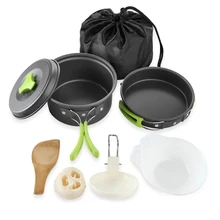

Camping Cookware Set Portable Outdoor Cooking Set Aluminum Foldable Picnic Cooking Equipment For 2-3 People Water Kettle Pot