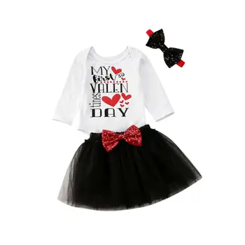 

Clearance Sale - Pudcoco My First Valentine's Day Clothes Set 2020 New Kids Baby Girl Outfit Clothes Romper Tops Skirt Dress