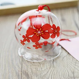 red flower Романтические Стеклянные Колокольчики сакуры в японском стиле edo, украшение для балкона, колокольчики, подарки для девочек - Цвет: red flower