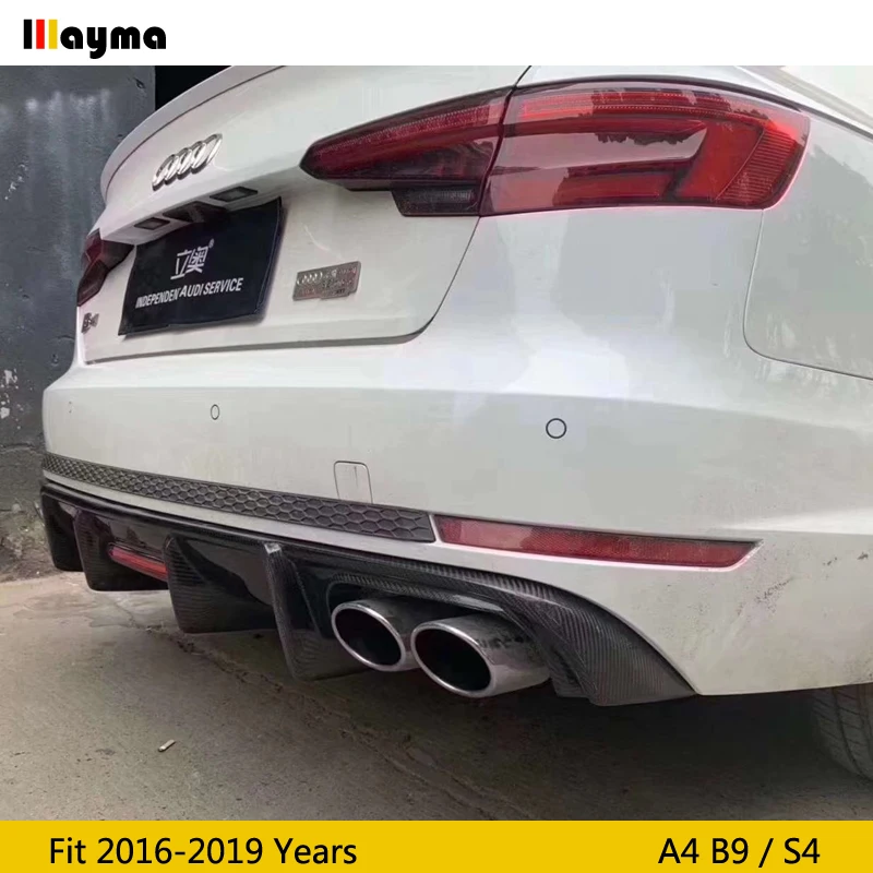 Карбур Стиль углеродного волокна задний спойлер для Audi A4 S-line S4 B9 спортивный бампер диффузор спойлеры