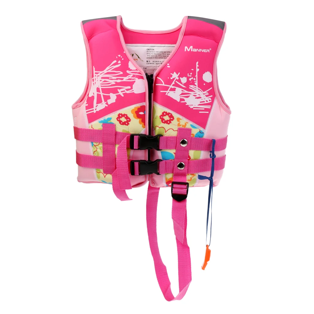 Pink/Blue 33-55lbs Weight Kids Buoyancy Life Jackets Vest with Whistle & Reflective Strip for Water Sports Swimming Boating