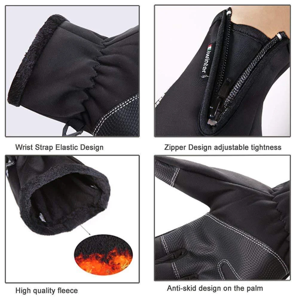 2019 Unisex Winter Thermal Ski Gloves Men Women Kids Fleece Touch Screen Snowboard Gloves Outdoor Waterproof Snow Motorcycle Skiing Gloves (20)