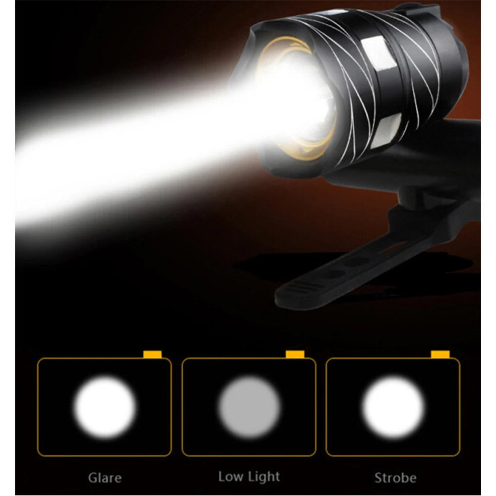 15000LM T6 USB Rear Light Adjustable Bicycle Light 3000mAh Rechargeable Battery Zoom Front Bike Headlight Lamp with Taillight