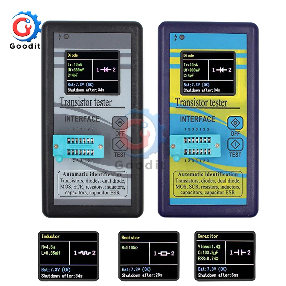 

M328 Multi-Purpose Digital Transistor Tester Diode Resistor 128*160 Diode Thyristor Capacitance multimeter MOSFET ESR LCR Meter