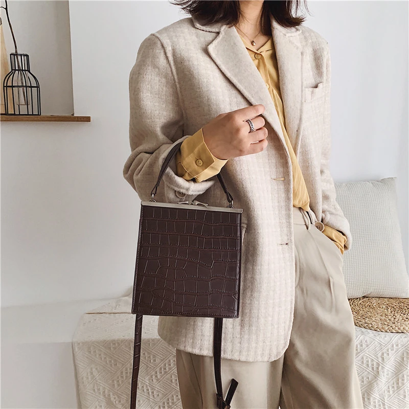 Retro Stone Pattern Crossbody Bags For Women Luxury Handbags Women Bags Designer PU Leather Shoulder Bag Purses And Handbag