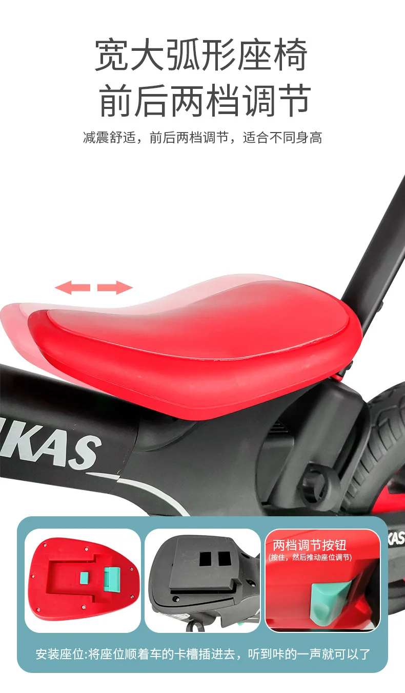 Luddy Childrens Tricycle Bicycle Five-In-One Hand Push Childrens Balance Scooter Without Pedal Sliding Scooter 26 Undefined