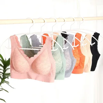 

Wireless Seamless Bra With Padded Comfy Breathable Lace Push Up Brassiere Women Daily Bras Female Solid Color Underwear
