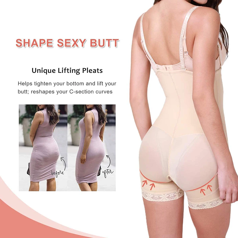 SLIMBELLE Shapewear Bodysuit for Women Tummy Control Body  Shaper Open Bust Body Briefer Waist Slimmer Beige S : Clothing, Shoes &  Jewelry