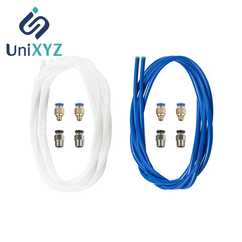 

Unixyz 1M PTFE Teflon Bowden Tube for 1.75 Filament 2.0mm ID/4.0mm OD Blue White Pneumatic Connectors bowden Tube for 3D Printer