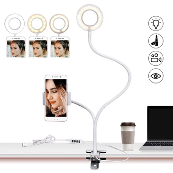 

Led Selfie Light Ring With Phone Holder Makeup Photographic Lighting With Tripod Phone Holder USB Plug Photo Studio For Yutube