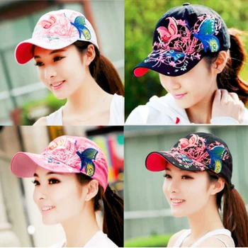 

Colorful embroidered baseball cap butterfly design with cotton twill adjustable size baseball cap