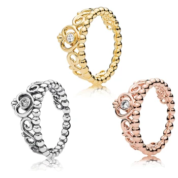 

MINA BEAR 925 Sterling Silver Women's Rose Headdress Ring Transparent CZ for Memorial Day Gifts Original 1:1 Fashion Jewelry