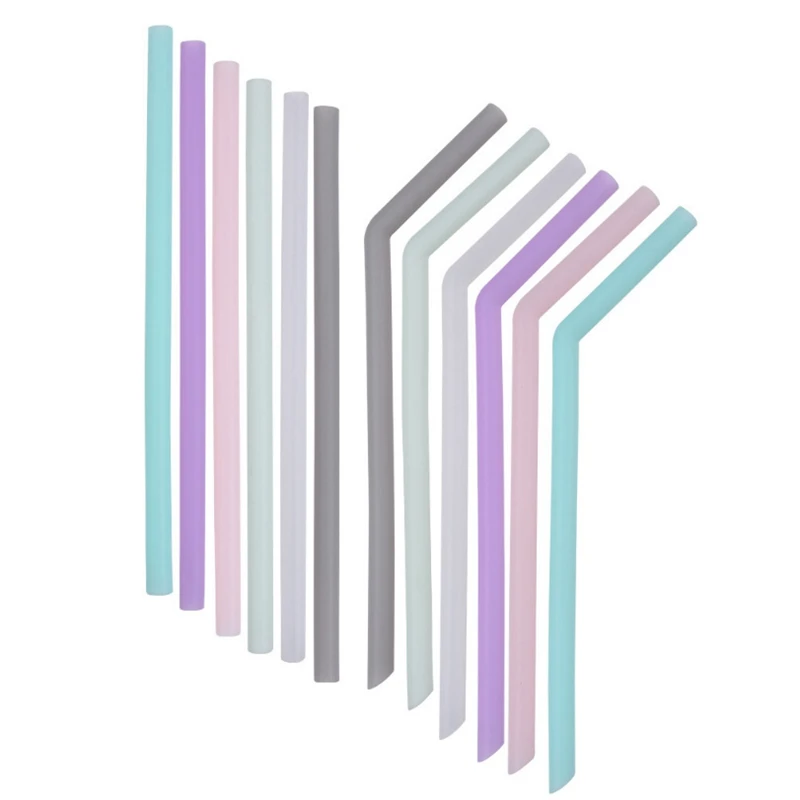 LBER 1Set 12 Pcs Big Silicone Straws Reusable Silicone Drinking Straws with Cleaning Brushes Great for Milk Coffee Juice Smoothi