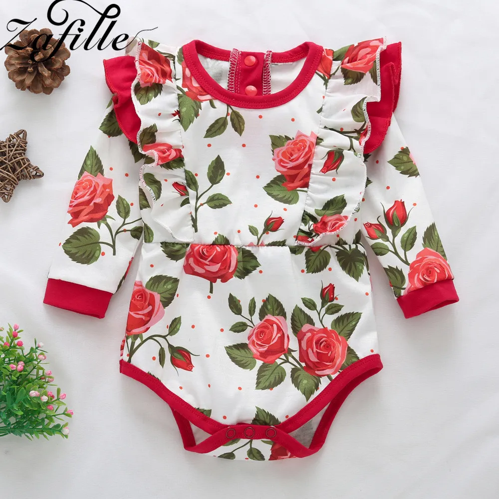 

ZAFILLE Baby Romper Long Sleeve Cotton Floral Printed Baby Girl Clothes Newborn Infant jumpsuit For Kids Clothes Girls Clothing