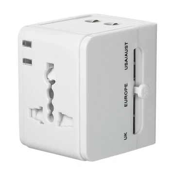 

Universal Travel Power Adapter Worldwide All in One Plug Socket Converter Dual USB Ports Power Plug Adapter for UK US AU Europe