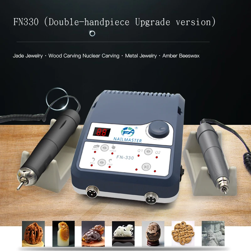 Micro motor machine high speed 90000rpm jewelry jade polishing machine with two handpeice 150W power FN330adjustable speed pedal 2