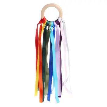 

Holding Wedding Ribbon Ribbon Wooden Round Handle Ribbon Festival Celebration Handmade Kite Dance Ribbon