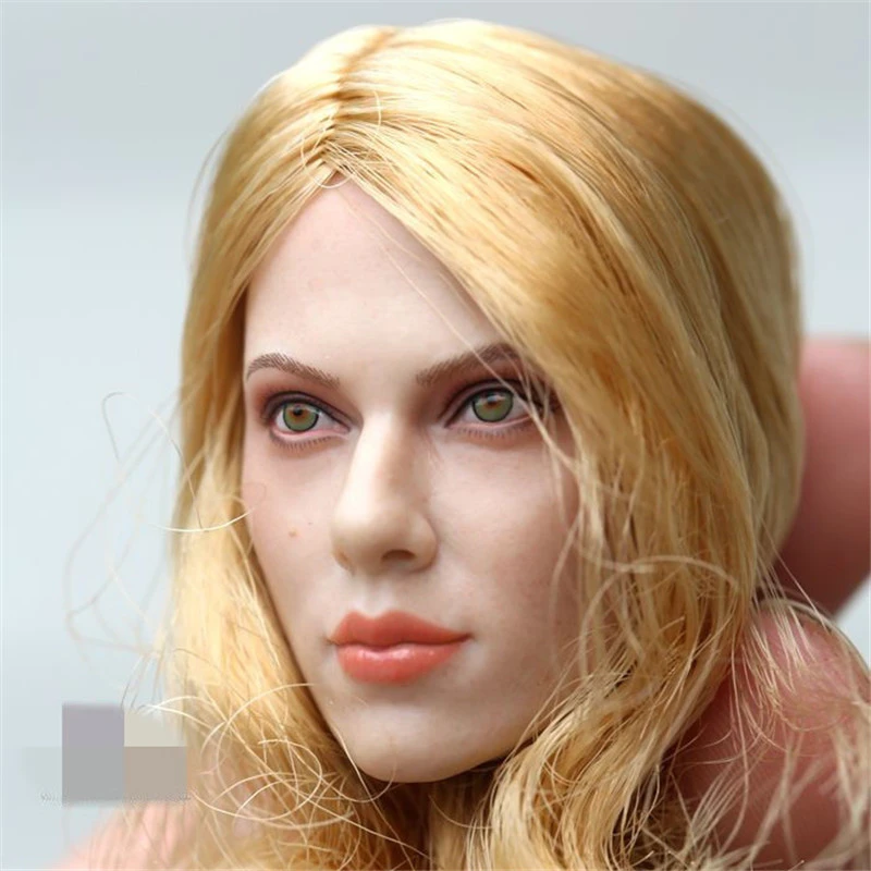 GACTOYS Curly Planted Hair Female Head Carving Scarlett Johansson F 12" Figures