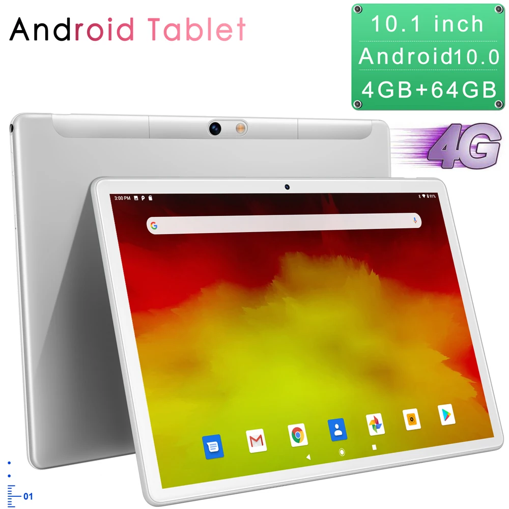Планшет на Android 10 1 0 дюйма 4 + 64 ГБ Восьмиядерный процессор Bluetooth Wi-Fi GPS 2 5D стальной