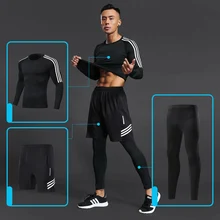 3 шт./комплект, Компрессионные спортивные колготки для спортзала, мужские спортивные костюмы, спортивная одежда, тренировочные костюмы