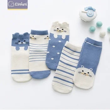 

Elinant 5 Pairs/Lot Unisex Lovely Cute Cartoon Kids Baby Socks Girl Boy Toddler Socks Infant Soft Cotton sock 0-12 years