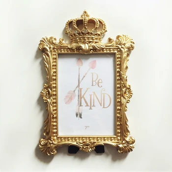 

Wall Art Resin Photo Frame With Kickstand Bedroom For Wedding Gift Home Decoration Crafts Portable Office Living Room Gold Crown