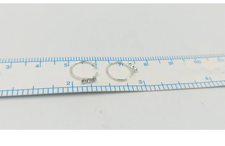 925 Sterling Silber Nase Reifen ring drei klare Kristall Körper Piercing Schmuck 20 teile/paket – Detail 4