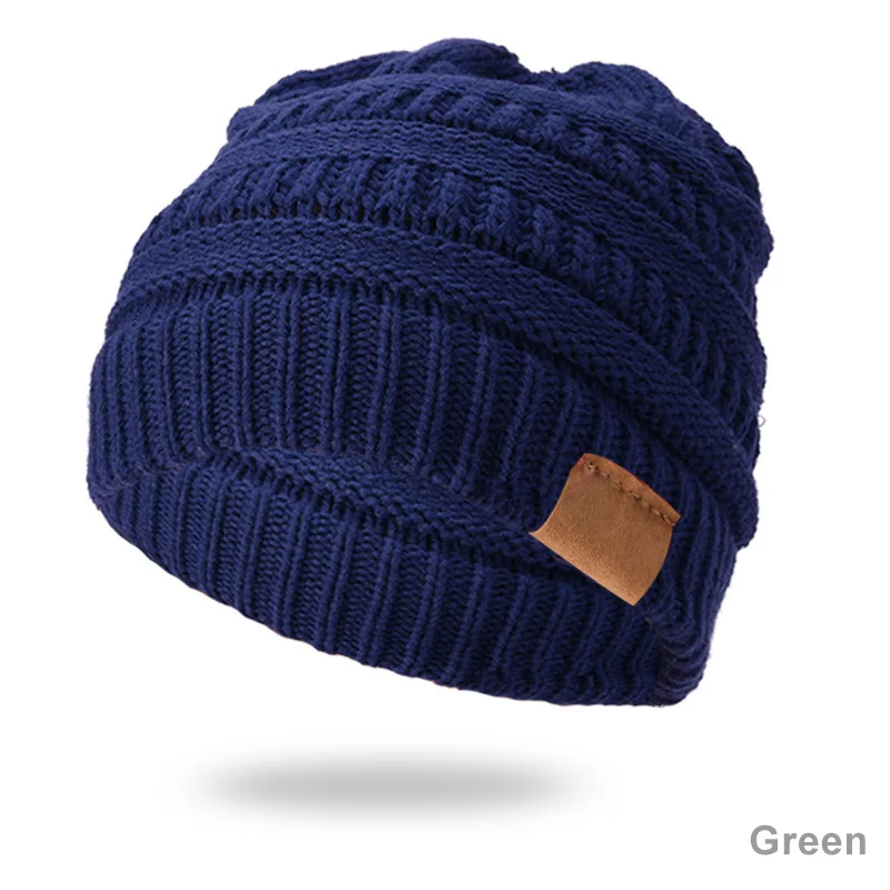 Зимние шапочки, шапка, уличная шляпа, Теплая Лыжная мешковатая шапка, мягкие вязаные шапки NOV99 - Цвет: Зеленый