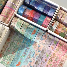 

12Pcs/Box Gilding Starry Sky Washi Tape Flower Adhesive Masking Tape Diy Scrapbooking Diary Paper Sticker Label Craft Stationery