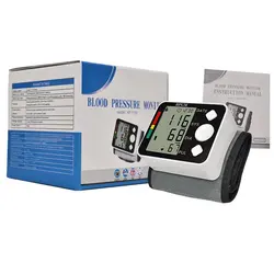 BP Monitor Automatic Sphygmomanometer LCD Display Wrist Blood Pressure Monitoring Medical Pulse Heart Rate Monitoring Tonometer