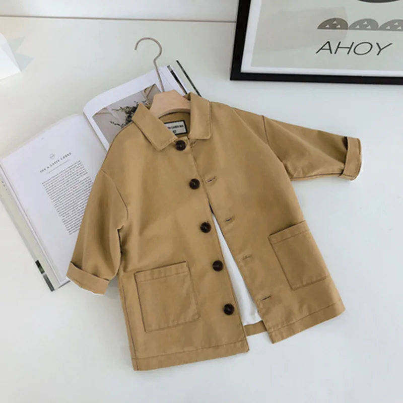

Chen Mother Infant Children's Clothing Children Spring Clothing BOY'S Mid-length Kaki Trench Coat Versatile 1-3-5-Year-Old Baby