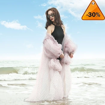 

Mesh Women Green Perspective Long Big Size Blouse New Long Sleeve Loose Fit Shirt Fashion Spring Summer 2020