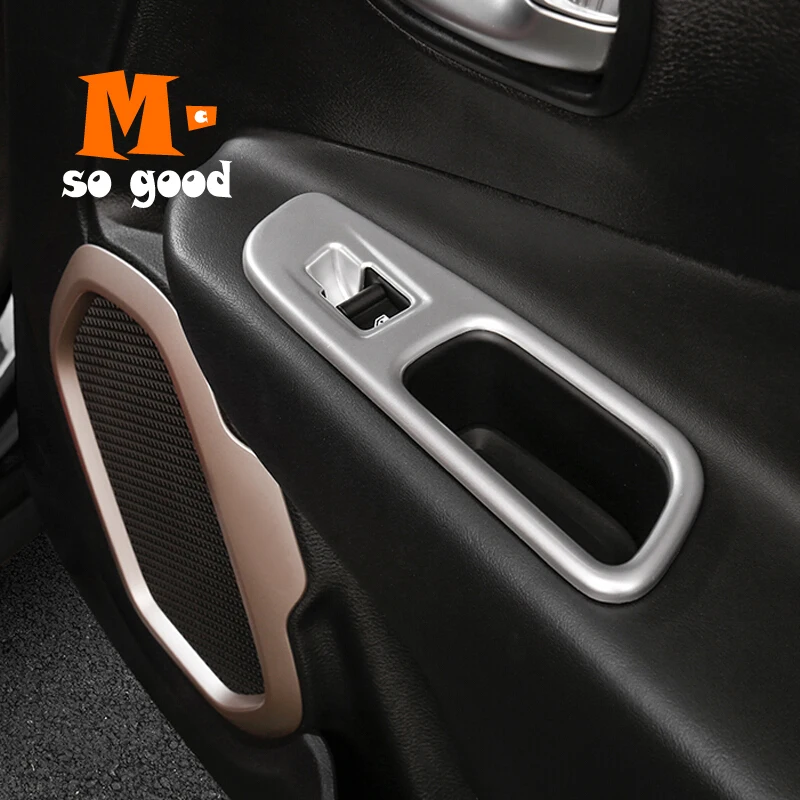 

Inside Door Handle Holder Window Control Switch Trim ABS Chrome Exterior Accessories Stickers 2015 2016 2017 for Jeep Renegade