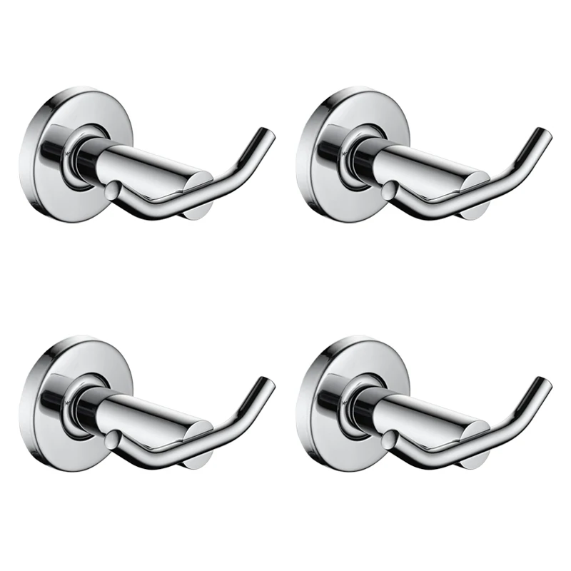 4 pcs Отель высокого качества крючок для одежды для ванной комнаты 304 нержавеющая сталь двойные подвесные настенные крючки хром - Цвет: 4 pcs