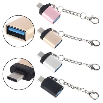 

Metal Type C Male to USB 3.0 Female OTG Adapter Converter With Chain for Cellphone Smart Phones Tablet U Disk Keyboard