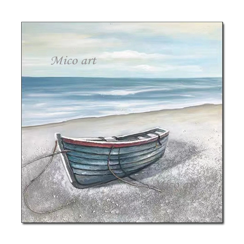

100% Hand Painted Simple Abstract Boat Ship Pictures Home Wall Decoration Oil Painting Canvas Wall Pictures Art Pieces Artwork