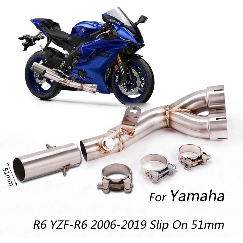 2 Mid Pipe for Yamaha R6 YZFR6 20062020 Motorcycle Exhaust Pipe