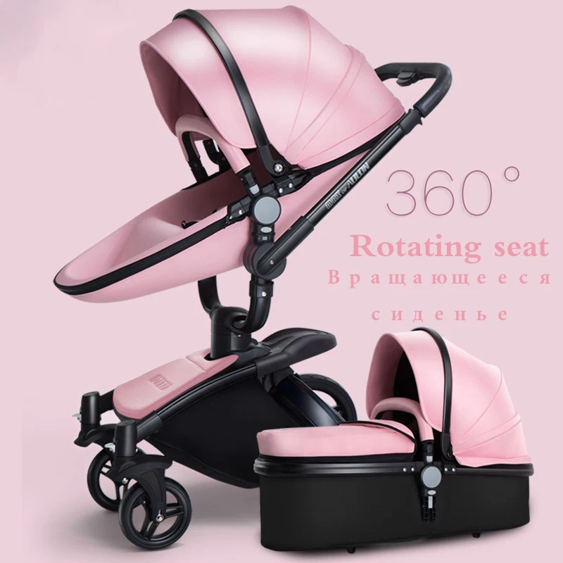 

PU baby stroller high landscape stroller folded Baby carriage 3 in 1 pram stroller for 0-36 month baby trolley