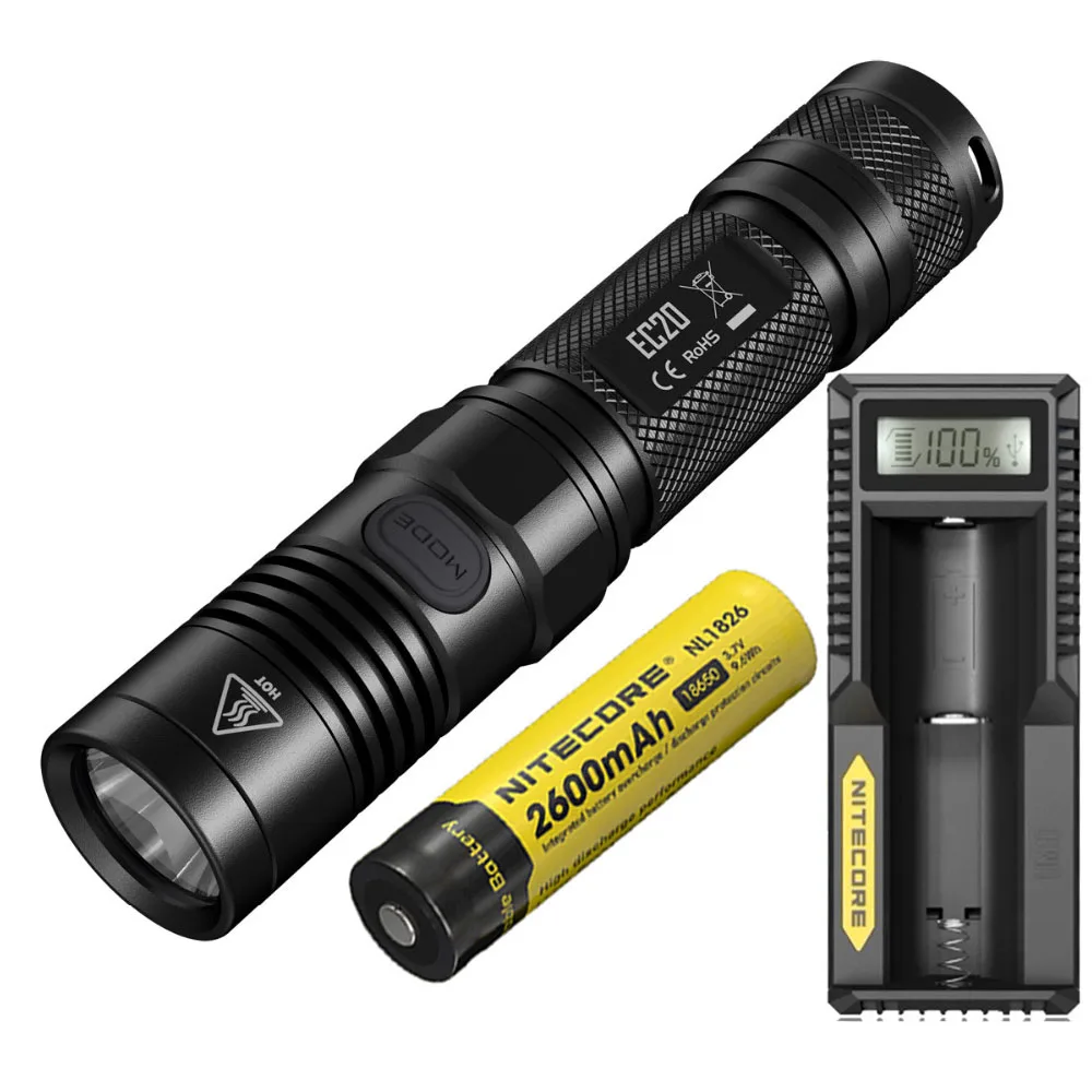 NITECORE EC20 ручной светильник для вспышки CREE XM-L2 T6 Макс 960 люмен луч бросок 222 м наружный фонарь для поиска reacue EDC светильник - Испускаемый цвет: EC20 NL1826 UM10