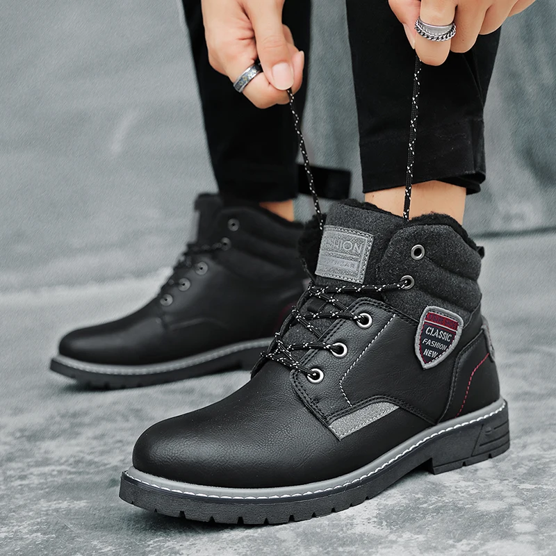 

2019 new winter warm ankle snow boots men's plush winter warm men's shoes round head snow winter shoes men