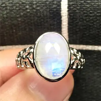 

15x11mm Top Natural Moonstone Ring Jewelry For Woman Man Crystal Oval Beads Love Strong Blue Light Stone Adjustable Ring AAAAA