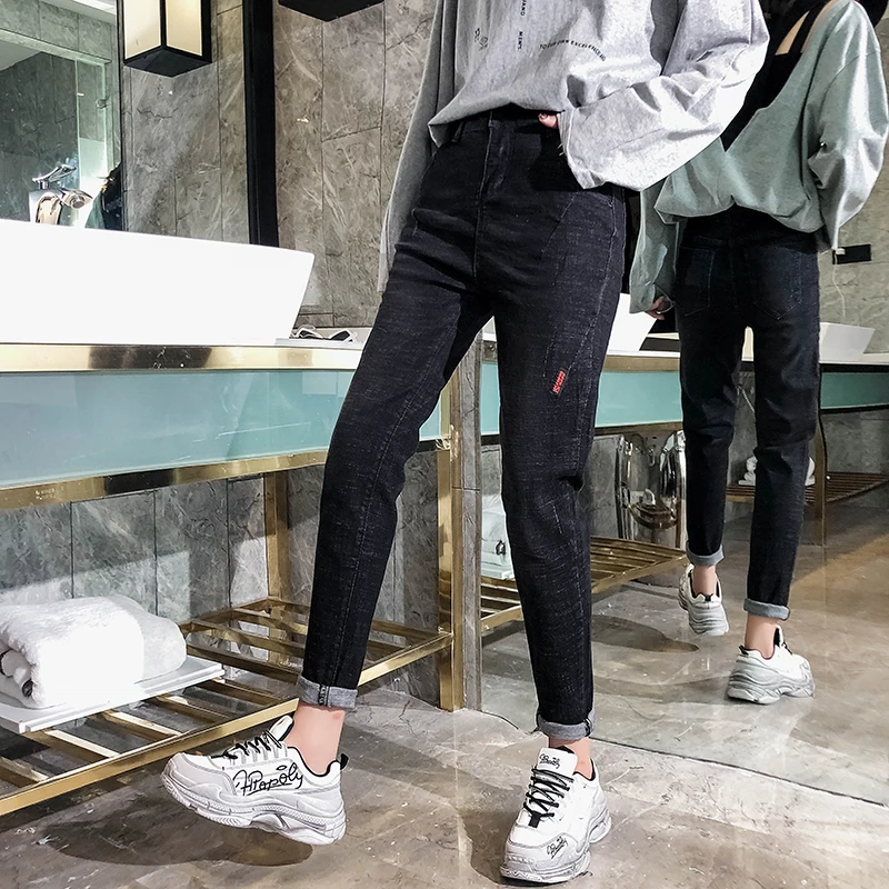 Fashion Korean Style Women Jeans New Casual Ankle Length Boyfriend Jeans High Waist Loose Streetwear Pants Baqueros Mujer