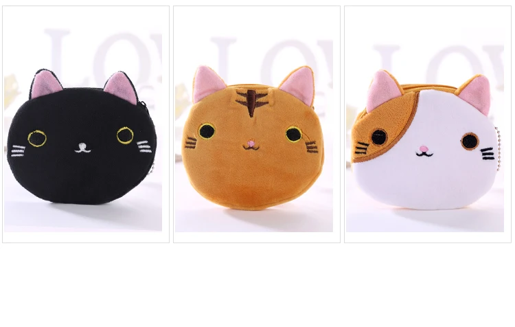 Kawaii кошка плюшевый Кошелек Дети молния круг Монета мешок ключ наушники Органайзер мини дети мультфильм животных кошелек сумка кулон