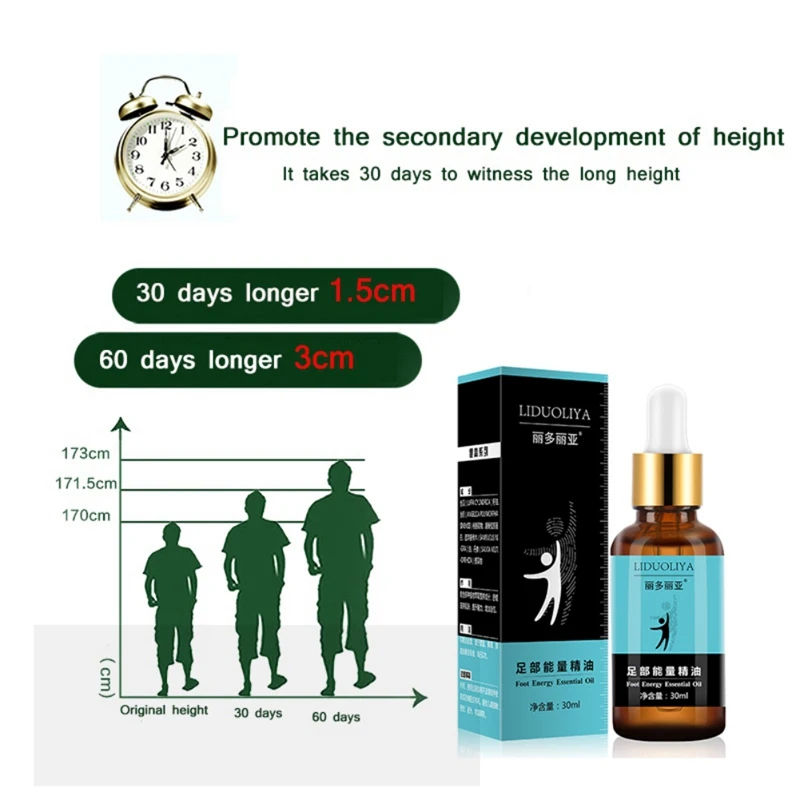 Grow Taller Height Increasing Body Growth Essential Oil Foot Massage 30 ml